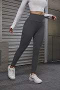 Velvet lined high waist leggings in gray, front