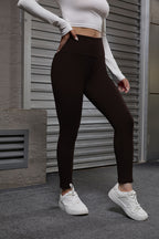 Coffee high waist leggings, front view