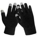 Black knit touchscreen gloves, front and back