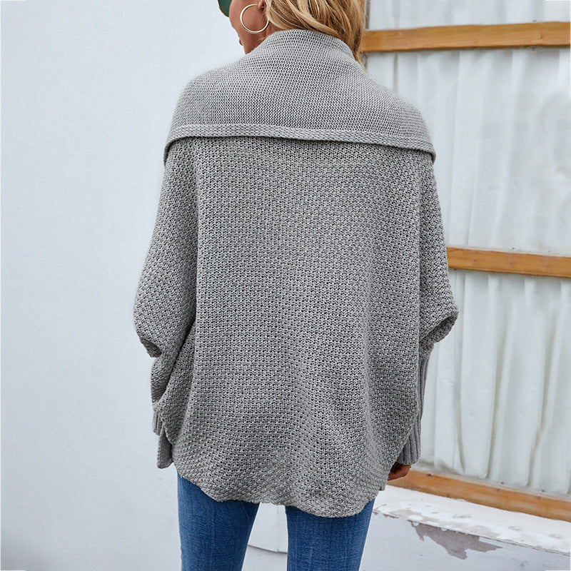 Chunky Knit Batwing Cardigan in grey, back