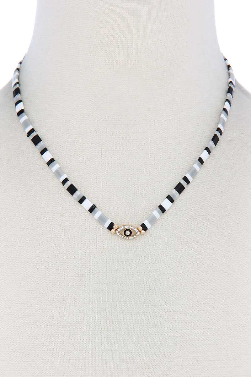Evil Eye Charm Color Block Necklace in Multi 4