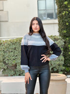 Color block knit pullover, front view