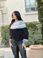 Color block knit pullover, front view, photo 6