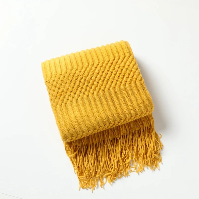 Textured Boho Knit Throw | Chunky Vintage Style, 18 Colors | 50x68 or 51x91 in