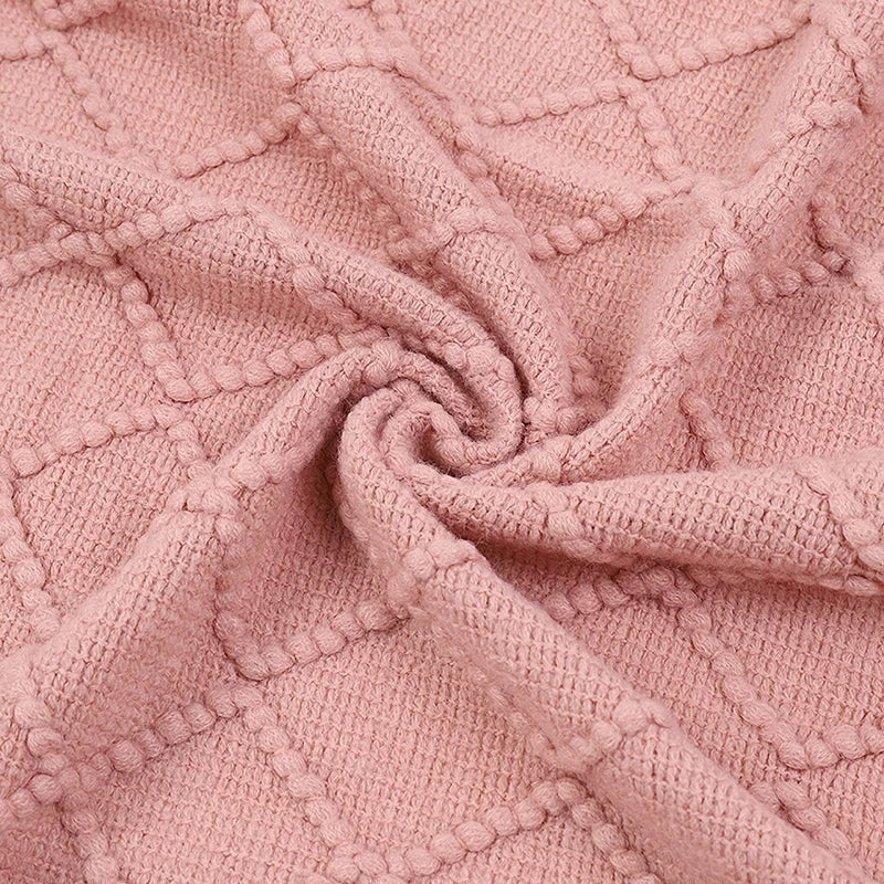 Textured Boho Knit Throw | Chunky Vintage Style, 18 Colors | 50x68 or 51x91 in