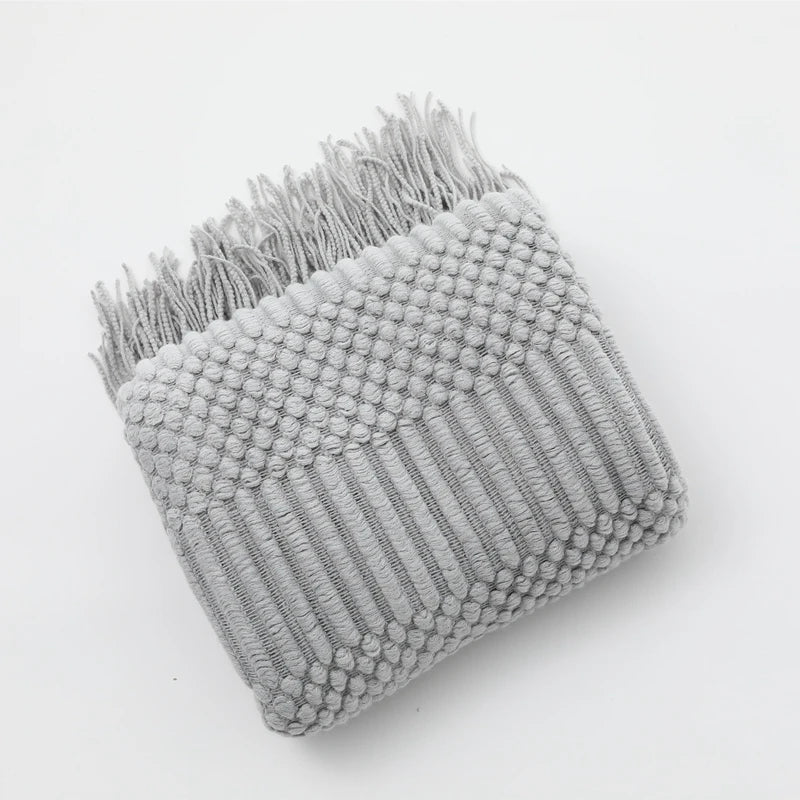 Nordic Knit Throw Blanket with Tassels | 23 Colors | 50x71 or 51x91 in