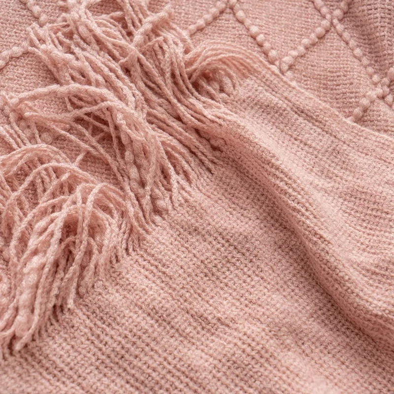 Textured Boho Knit Throw | Chunky Vintage Style, 18 Colors | 50x68 or 51x91 in