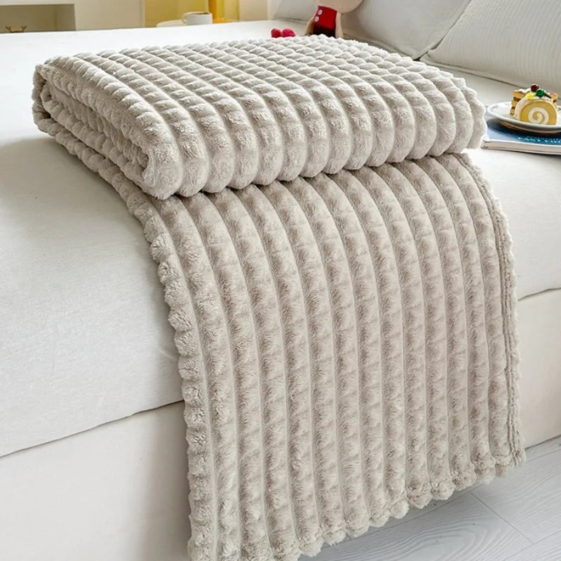 Plush Flannel Throw Blanket | Faux Rabbit Fur Feel, 8 Colors | 39x59 to 79x91 in