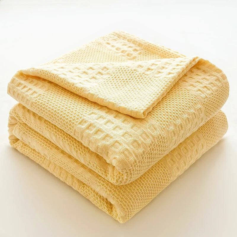 Cotton Waffle Throw Blanket | 100% Cotton, Breathable | 39x59 to 79x91 in