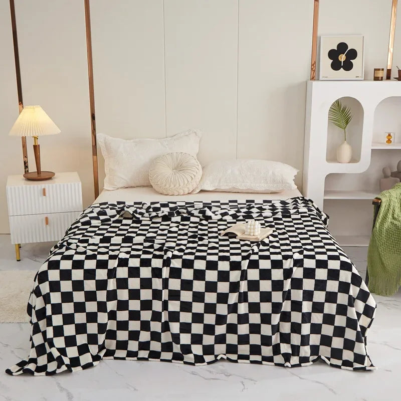 Checkerboard Throw Blanket | Black and White | 28x39 to 59x79 in