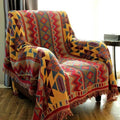 Retro Plaid Woven Throw | Cotton-Linen Blend | 35x35 to 51x71 in