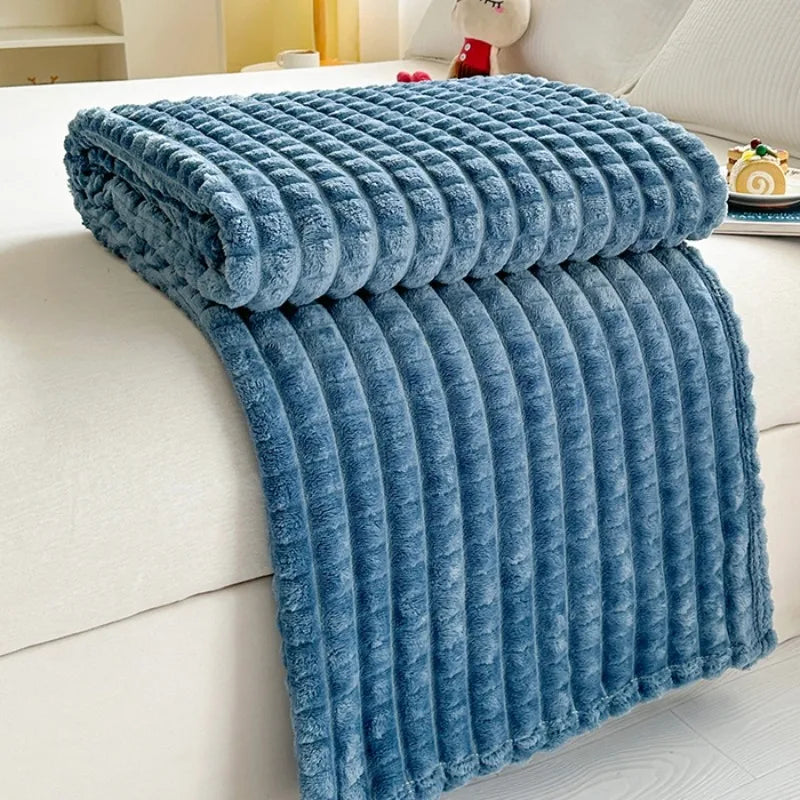 Plush Flannel Throw Blanket | Faux Rabbit Fur Feel, 8 Colors | 39x59 to 79x91 in
