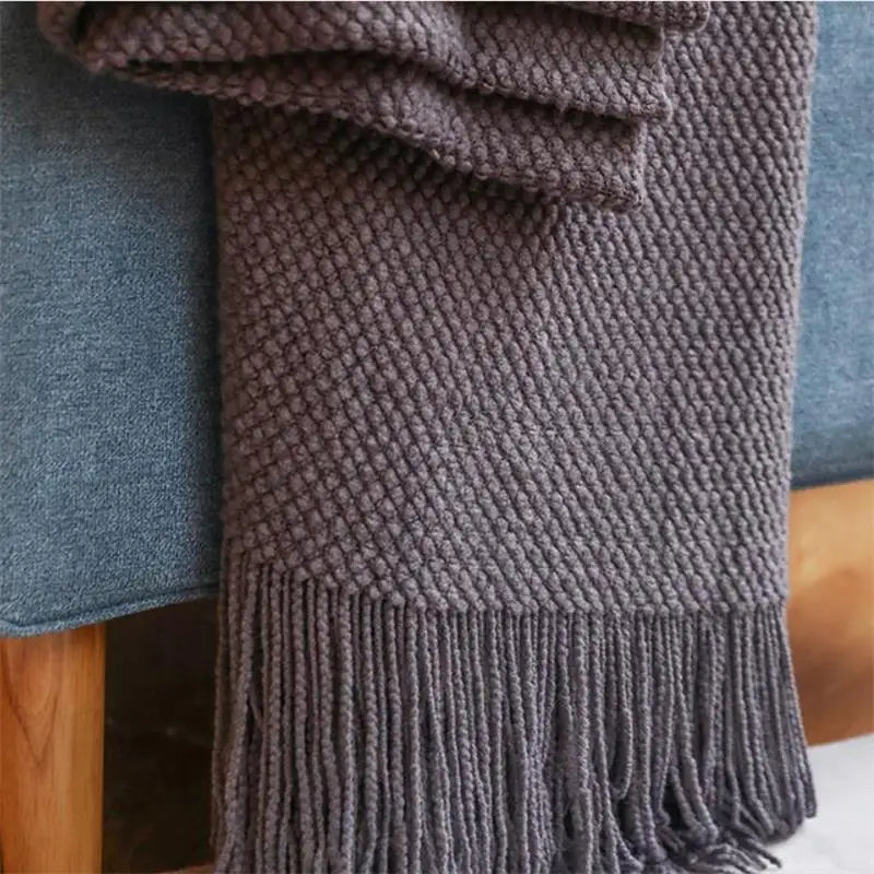 Solid Knit Throw Blanket with Tassels | 8 Colors | 50x68 or 51x91 in