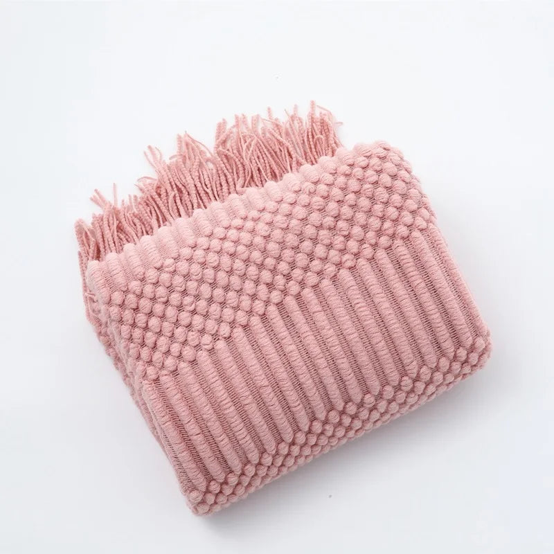 Nordic Knit Throw Blanket with Tassels | 23 Colors | 50x71 or 51x91 in