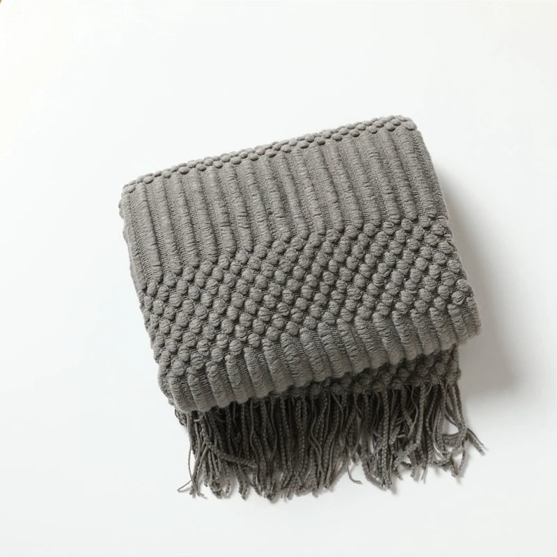 Nordic Knit Throw Blanket with Tassels | 23 Colors | 50x71 or 51x91 in