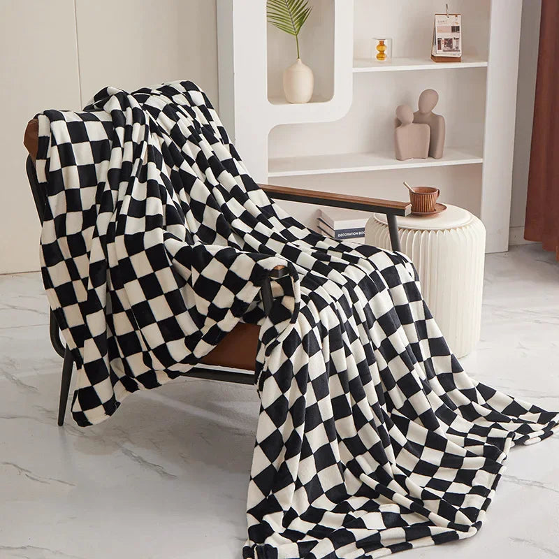 Checkerboard Throw Blanket | Black and White | 28x39 to 59x79 in
