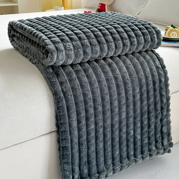 Plush Flannel Throw Blanket | Faux Rabbit Fur Feel, 8 Colors | 39x59 to 79x91 in