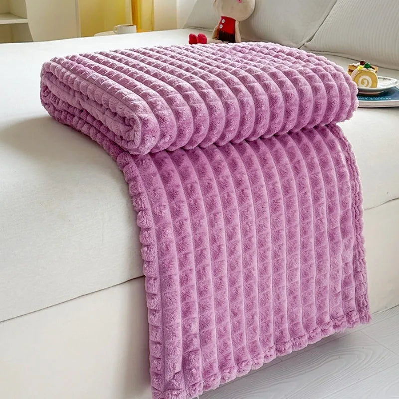 Plush Flannel Throw Blanket | Faux Rabbit Fur Feel, 8 Colors | 39x59 to 79x91 in