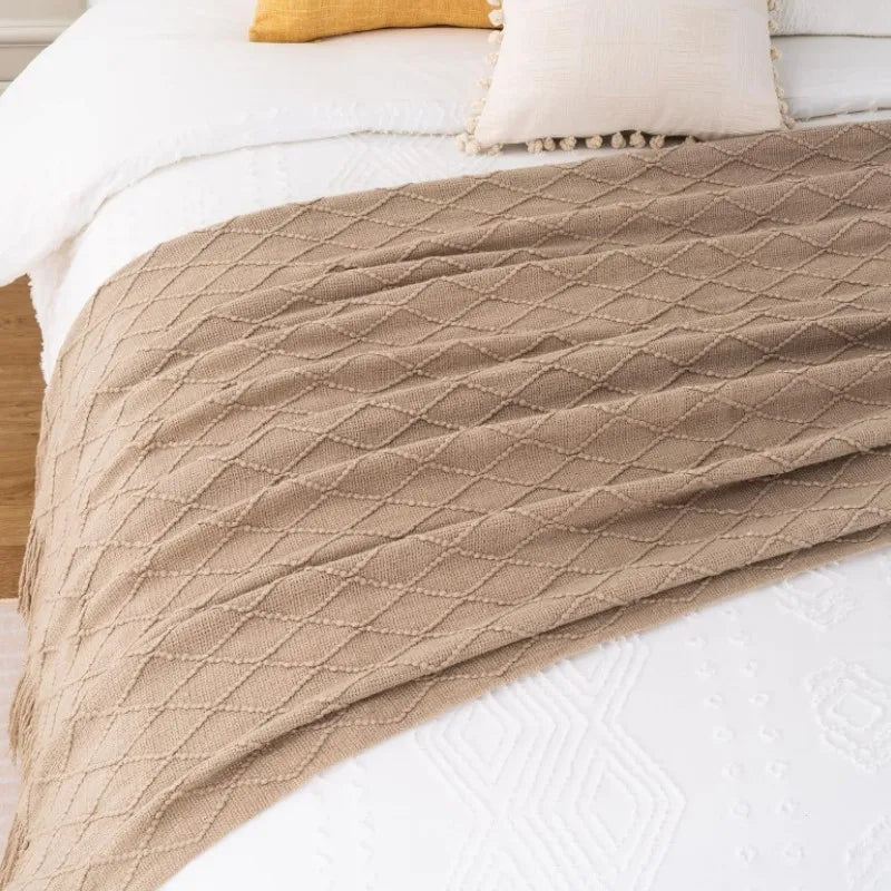 Nordic Knit Throw Blanket with Tassels | 23 Colors | 50x71 or 51x91 in
