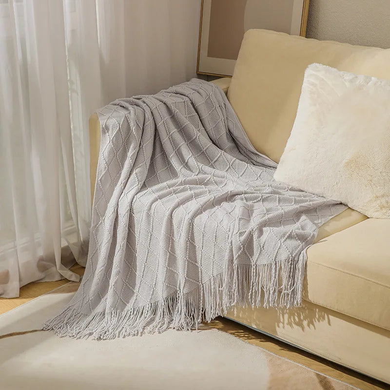 Textured Boho Knit Throw | Chunky Vintage Style, 18 Colors | 50x68 or 51x91 in