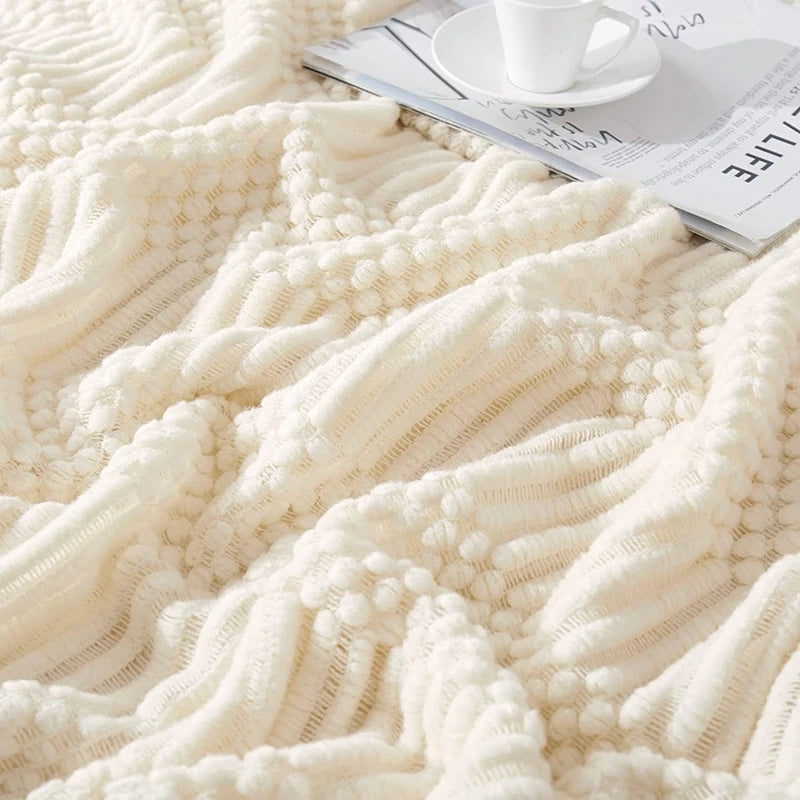 Textured Boho Knit Throw | Chunky Vintage Style, 18 Colors | 50x68 or 51x91 in