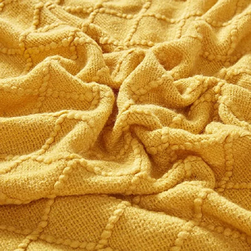 Nordic Knit Throw Blanket with Tassels | 23 Colors | 50x71 or 51x91 in
