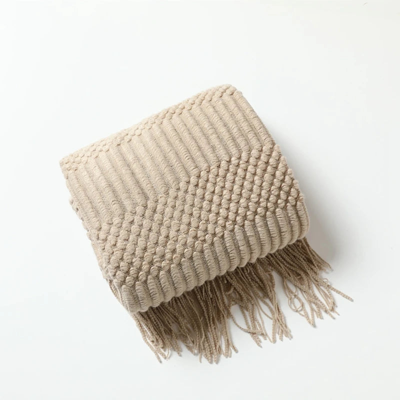 Textured Boho Knit Throw | Chunky Vintage Style, 18 Colors | 50x68 or 51x91 in