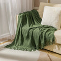 Textured Knit Throw Blanket with Tassels | 13 Colors | 50x71 to 59x91 in