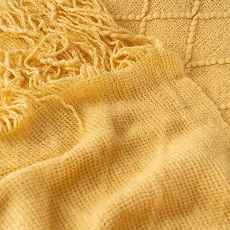 Nordic Knit Throw Blanket with Tassels | 23 Colors | 50x71 or 51x91 in