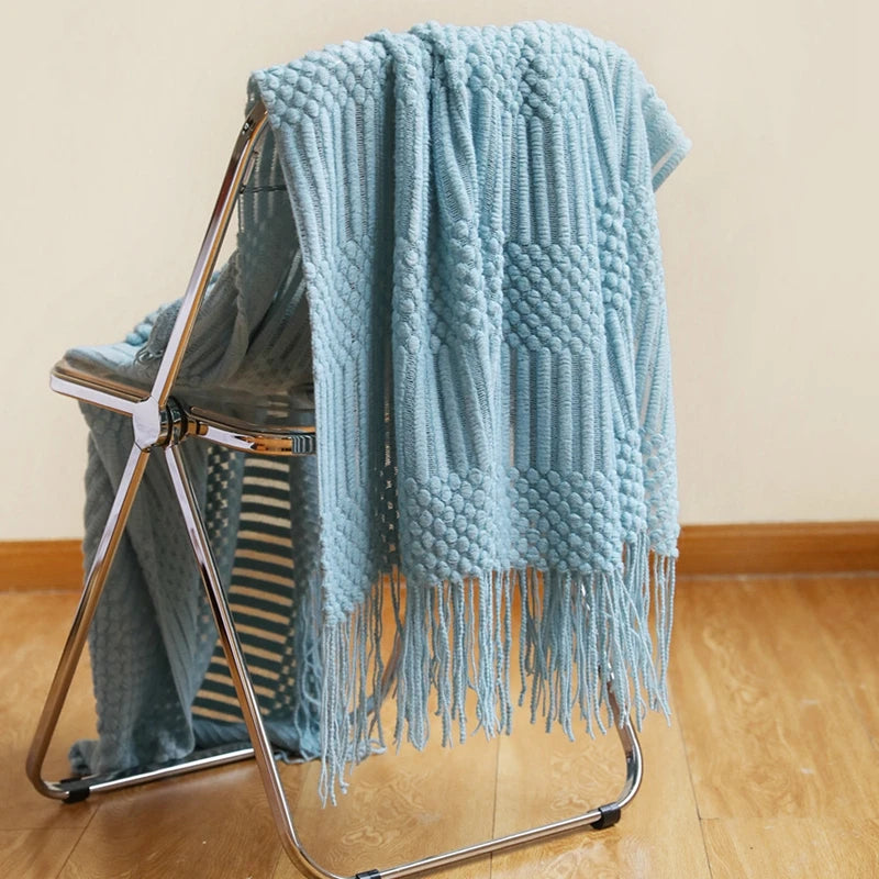 Nordic Knit Throw Blanket with Tassels | 23 Colors | 50x71 or 51x91 in