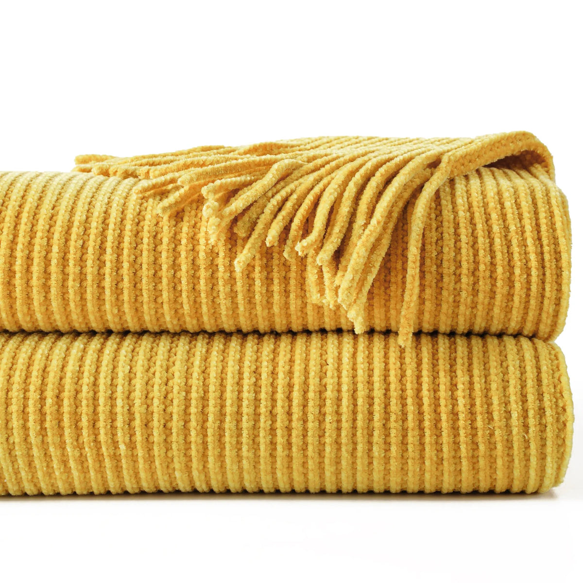 Green Chenille Knit Throw | Tasseled Edges | 50x60 or 60x80 in