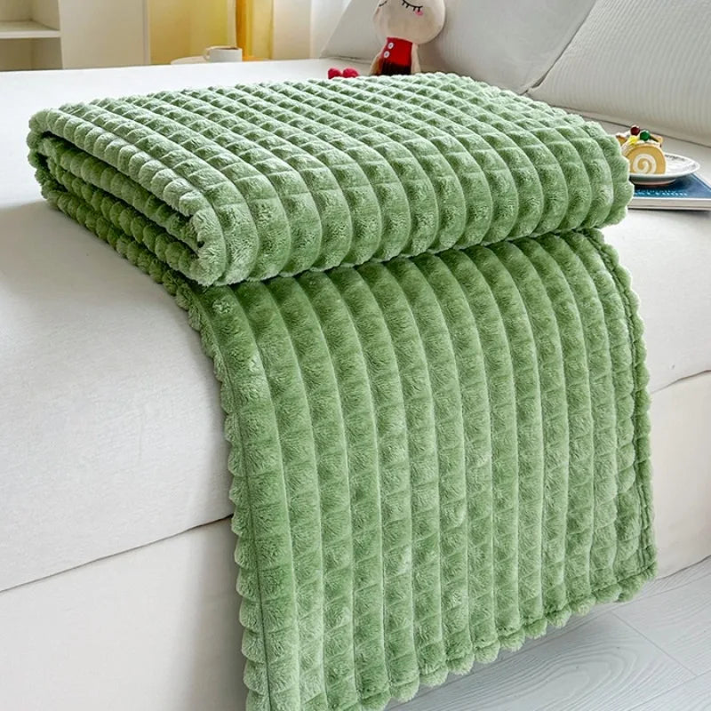 Plush Flannel Throw Blanket | Faux Rabbit Fur Feel, 8 Colors | 39x59 to 79x91 in