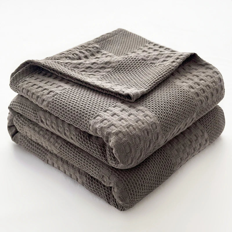 Cotton Waffle Throw Blanket | 100% Cotton, Breathable | 39x59 to 79x91 in