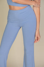 Cloud blue high waisted flare pants, waist detail