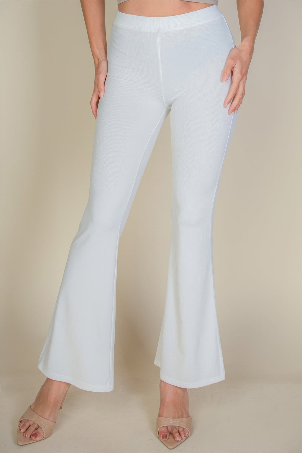 White high waisted flare pants