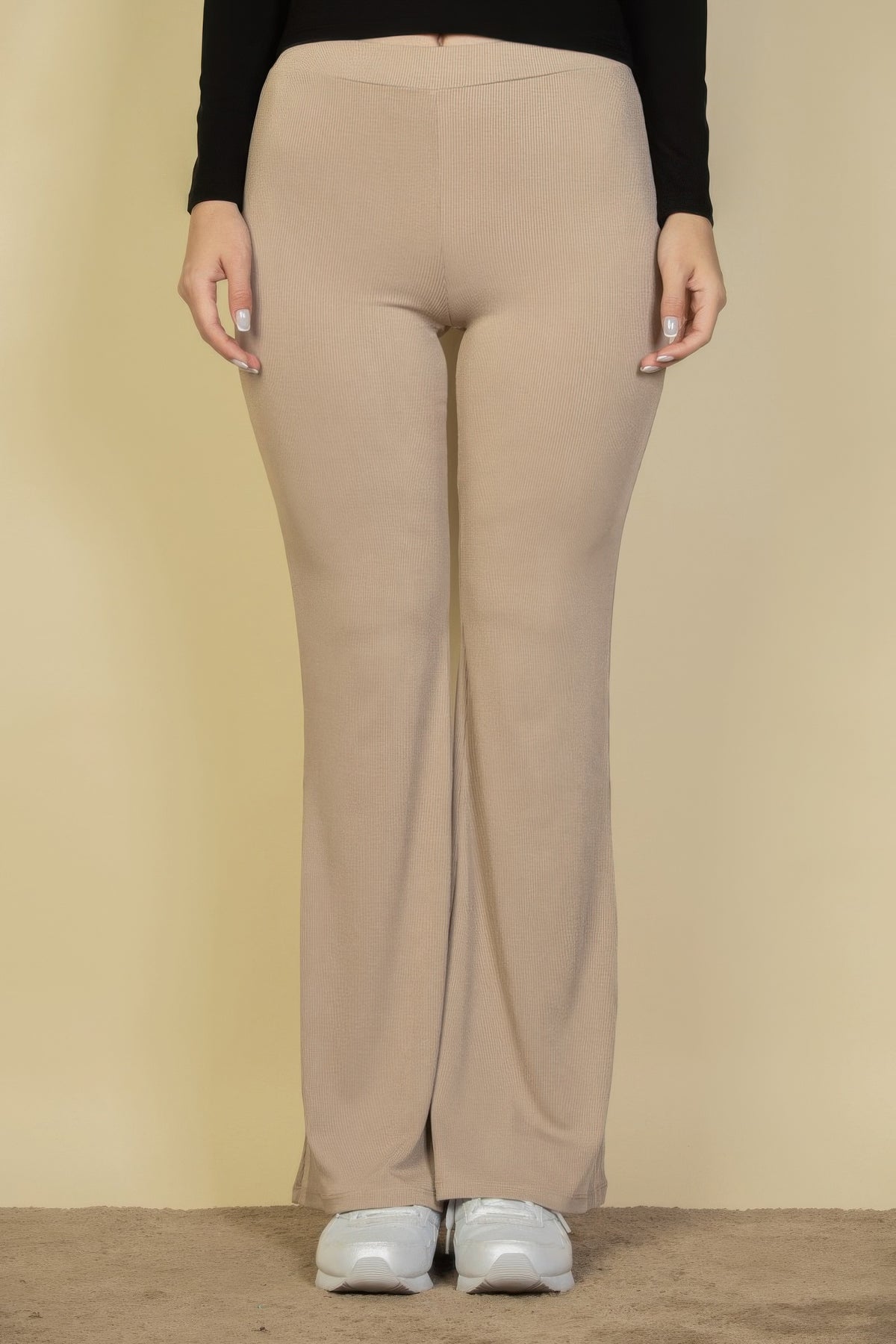 Taupe high waisted flare pants