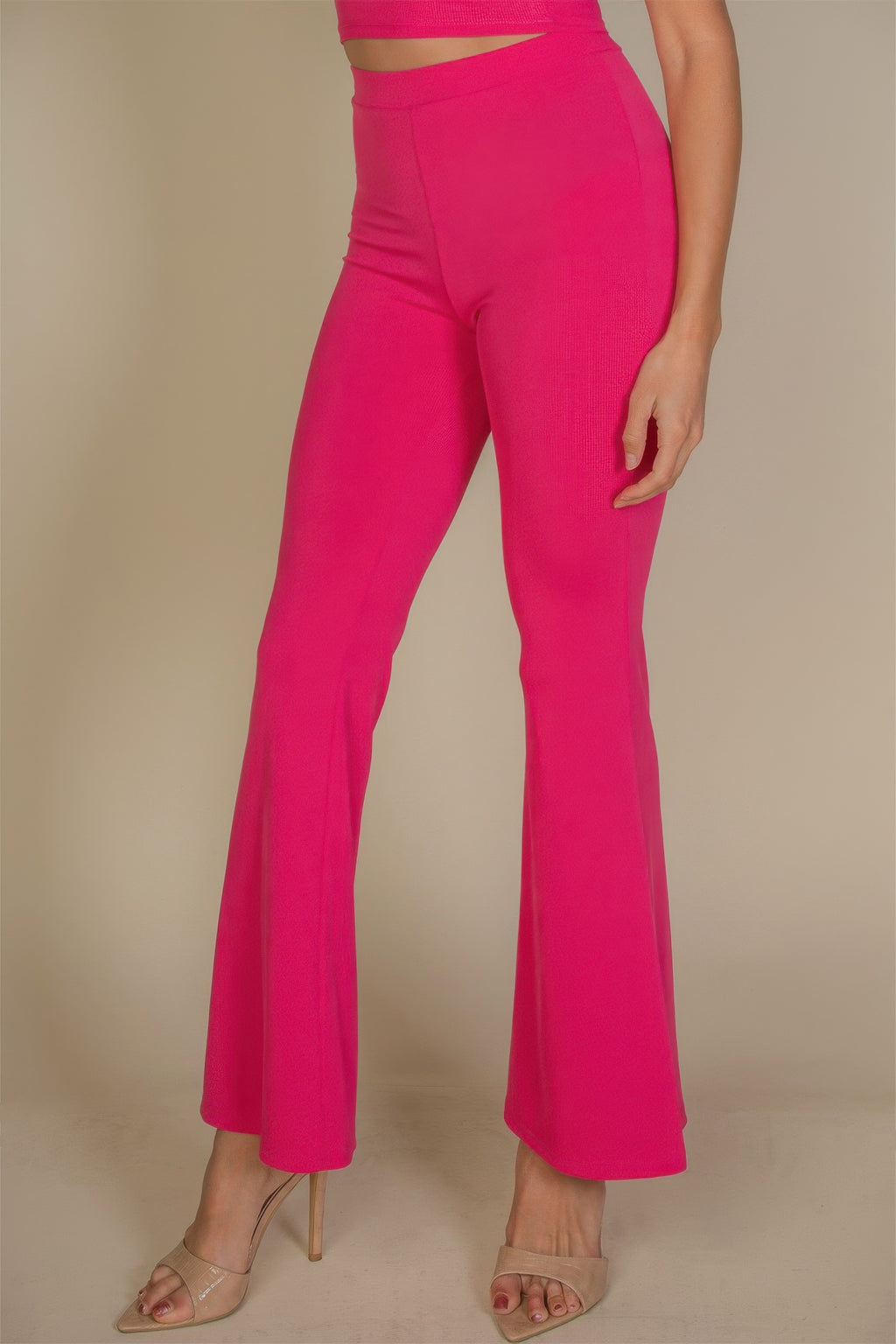 Fuchsia high waisted flare pants