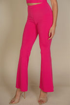 Fuchsia high waisted flare pants