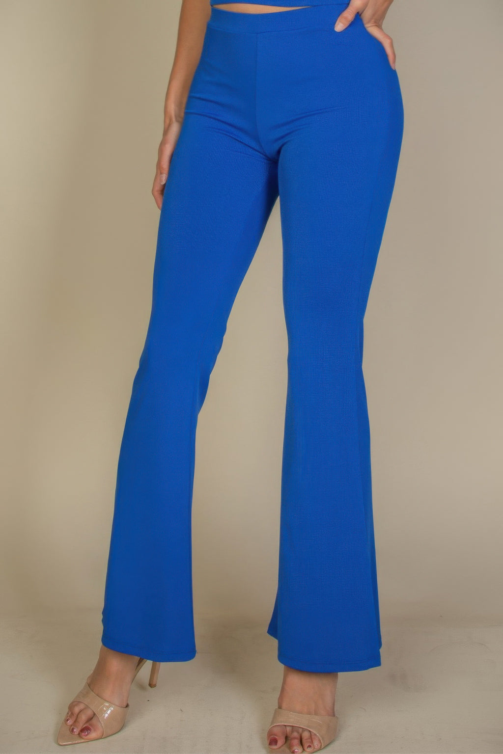 Royal blue high waisted flare pants