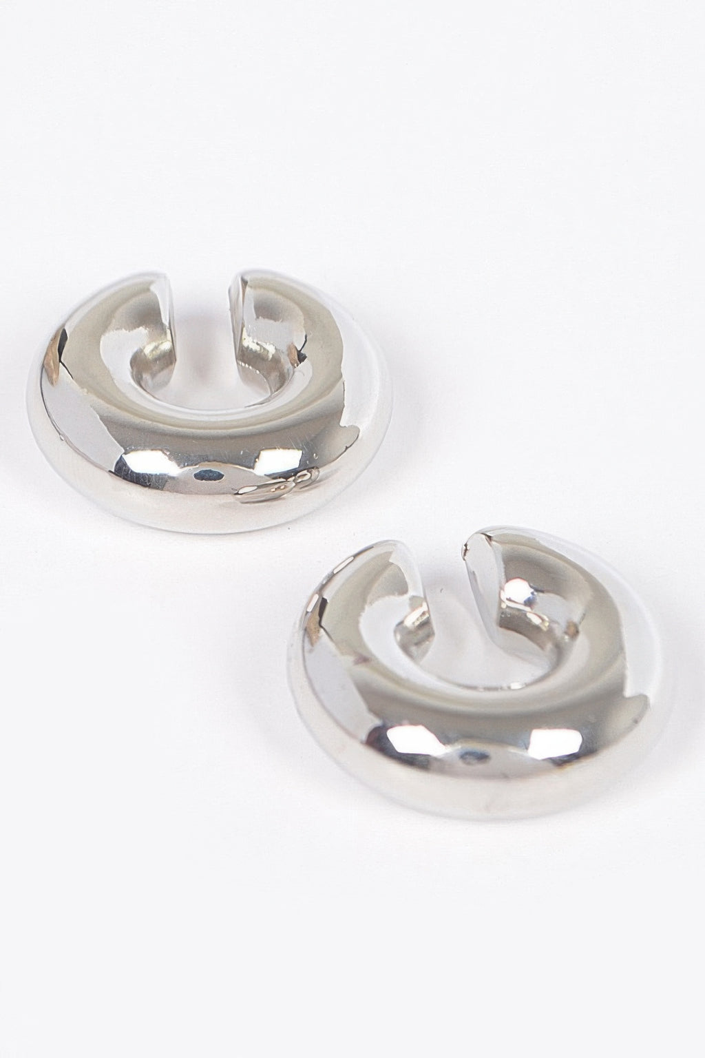 Chunky Ear Cuff Earrings in Silver