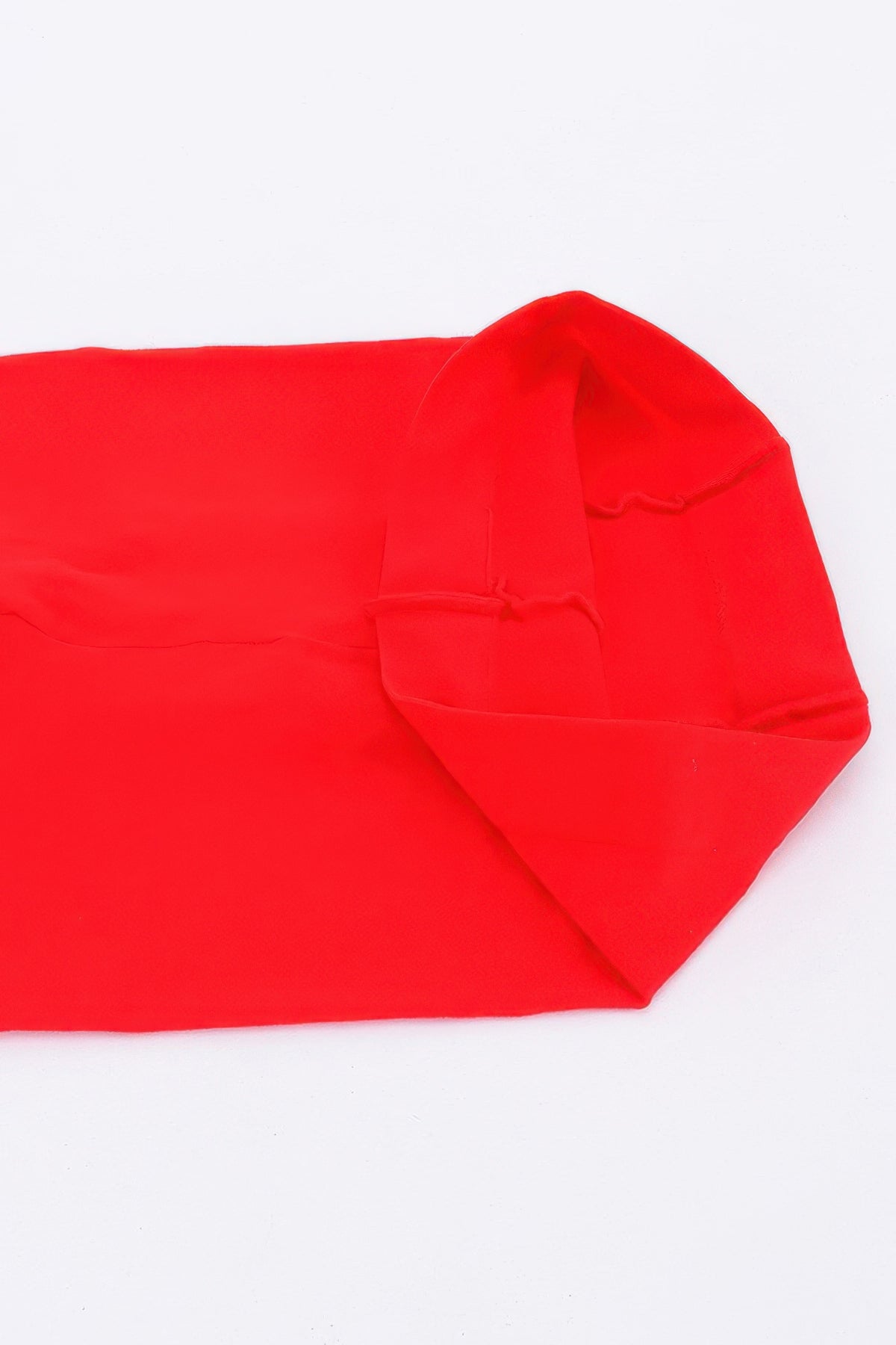 Close up of the red sheer tights fabric