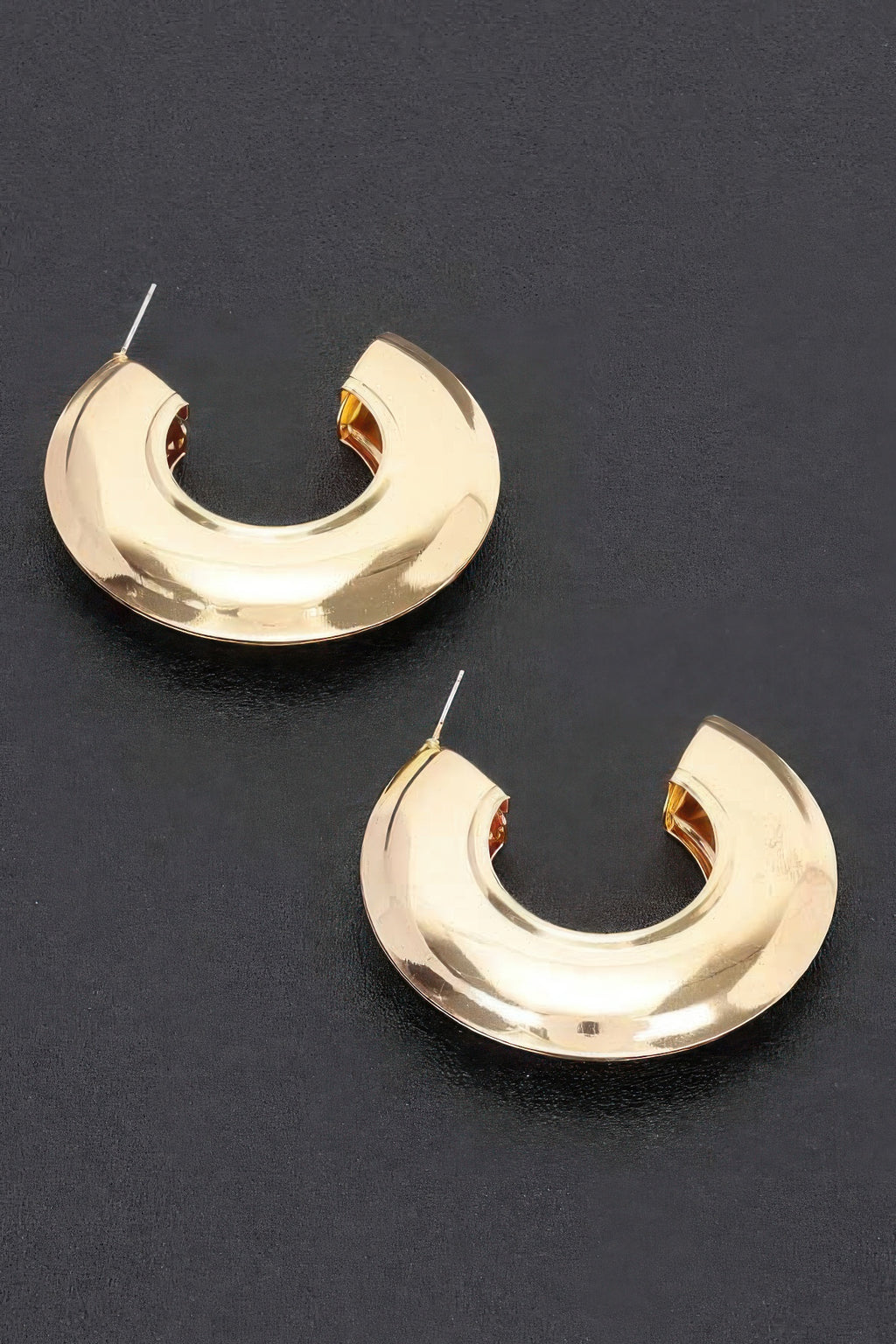 Thick Curved Hoop Earrings in Gold