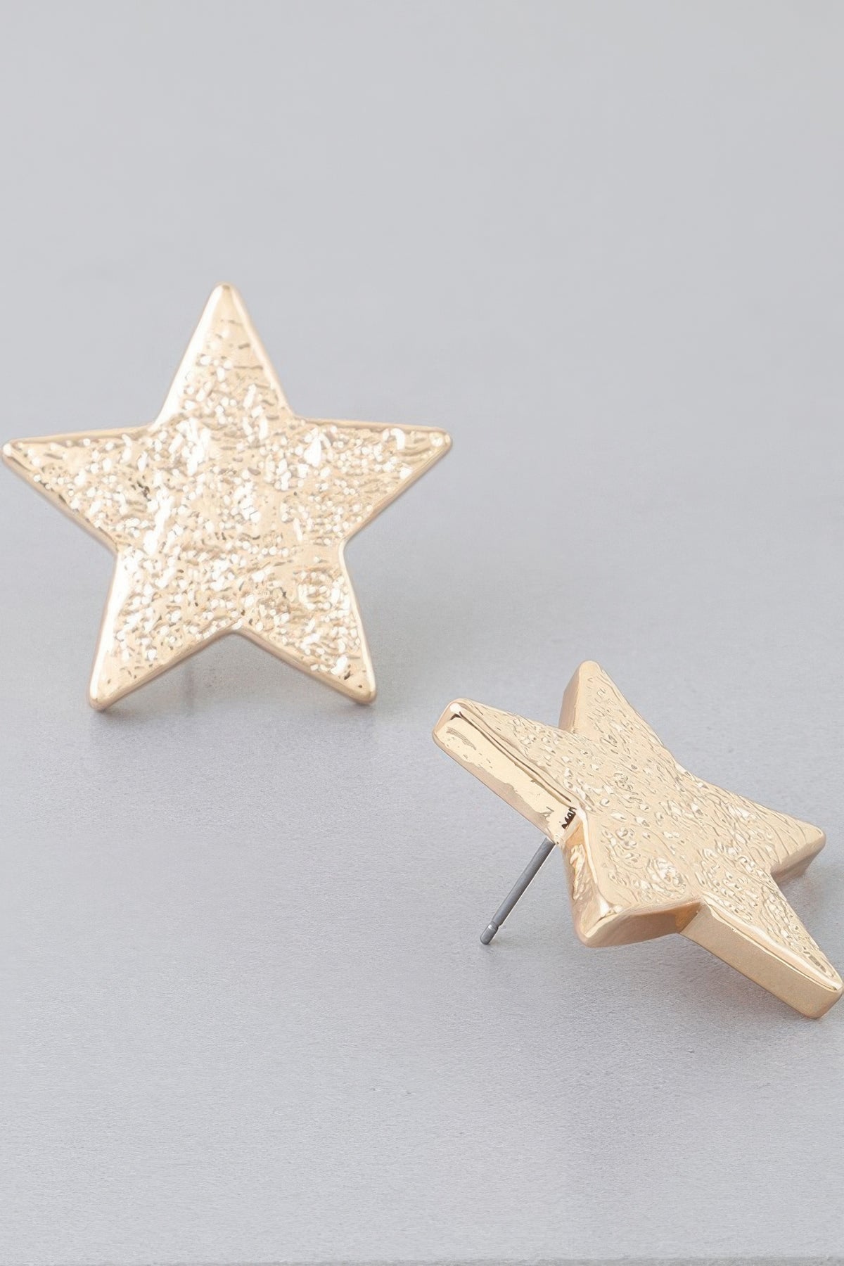 Hammered Star Stud Earrings in Gold, photo 2