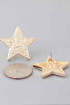 Hammered Star Stud Earrings in Gold, photo 3