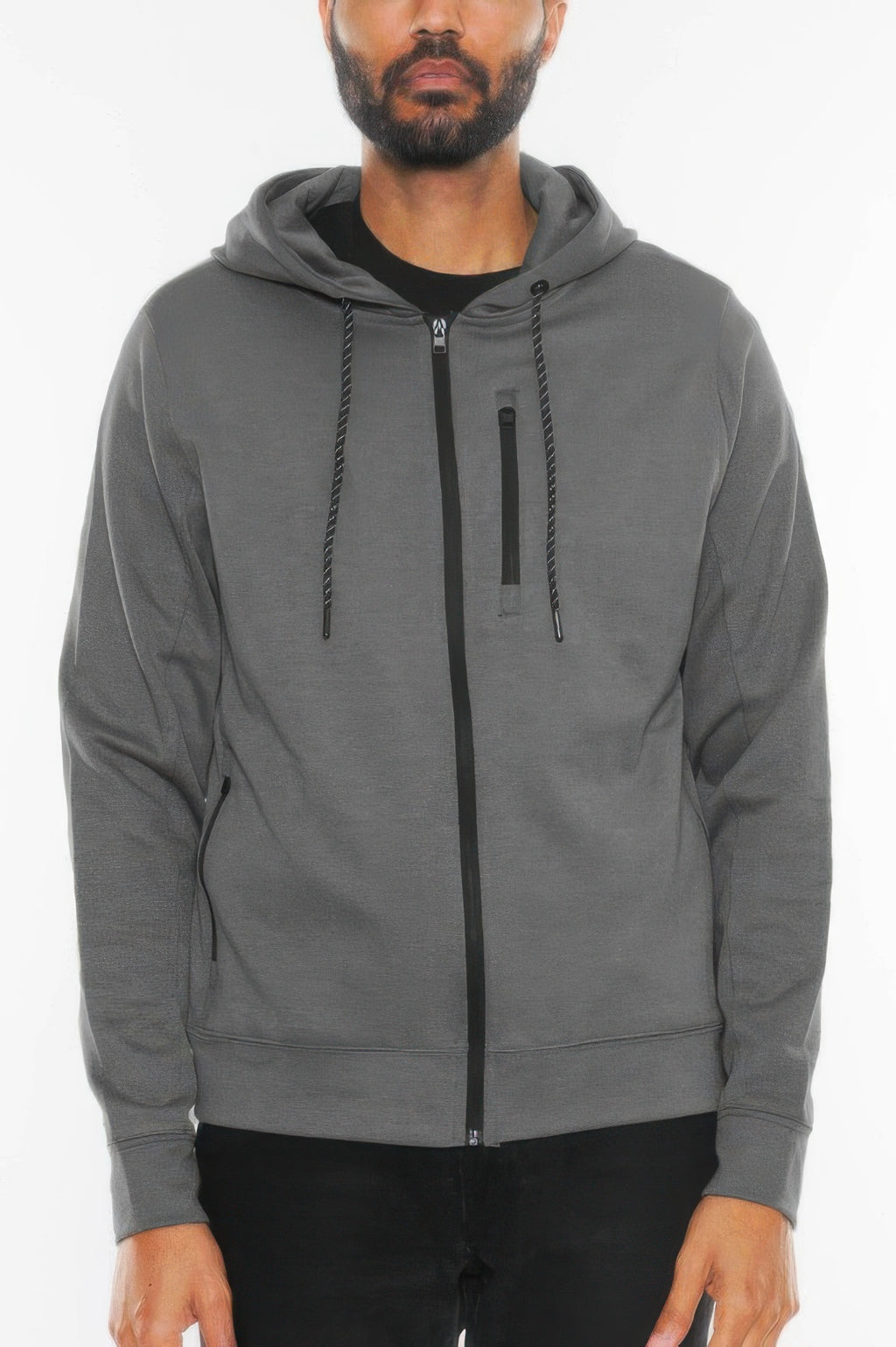 Charcoal men's zip up hoodie jacket