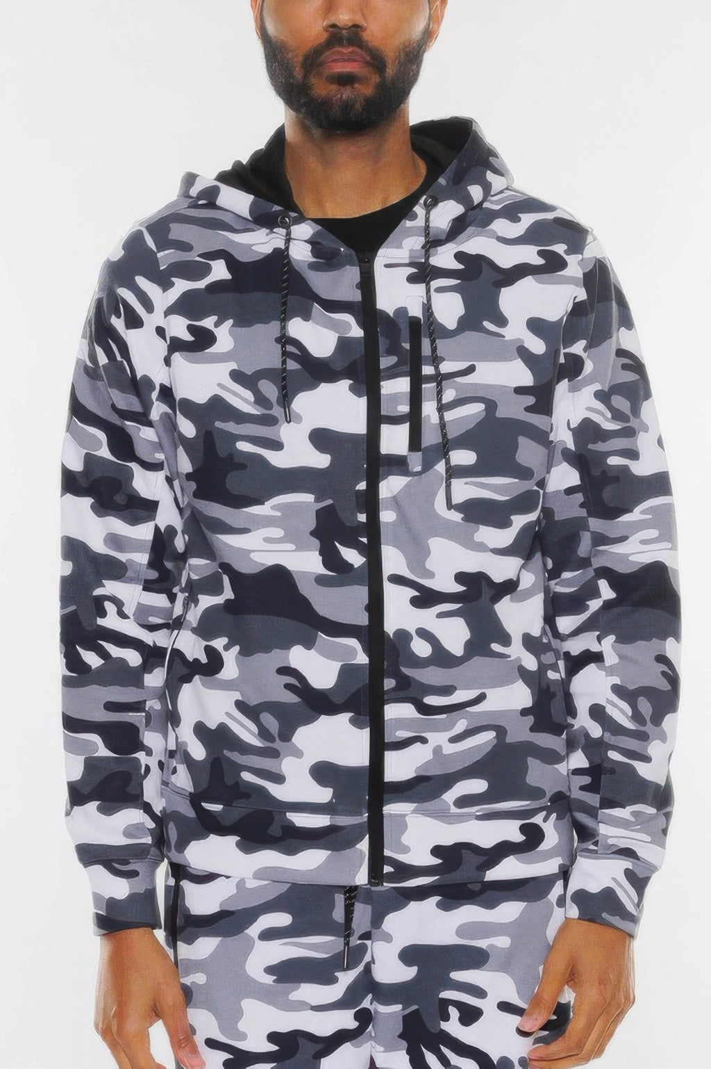 Camo grey men's zip up hoodie jacket