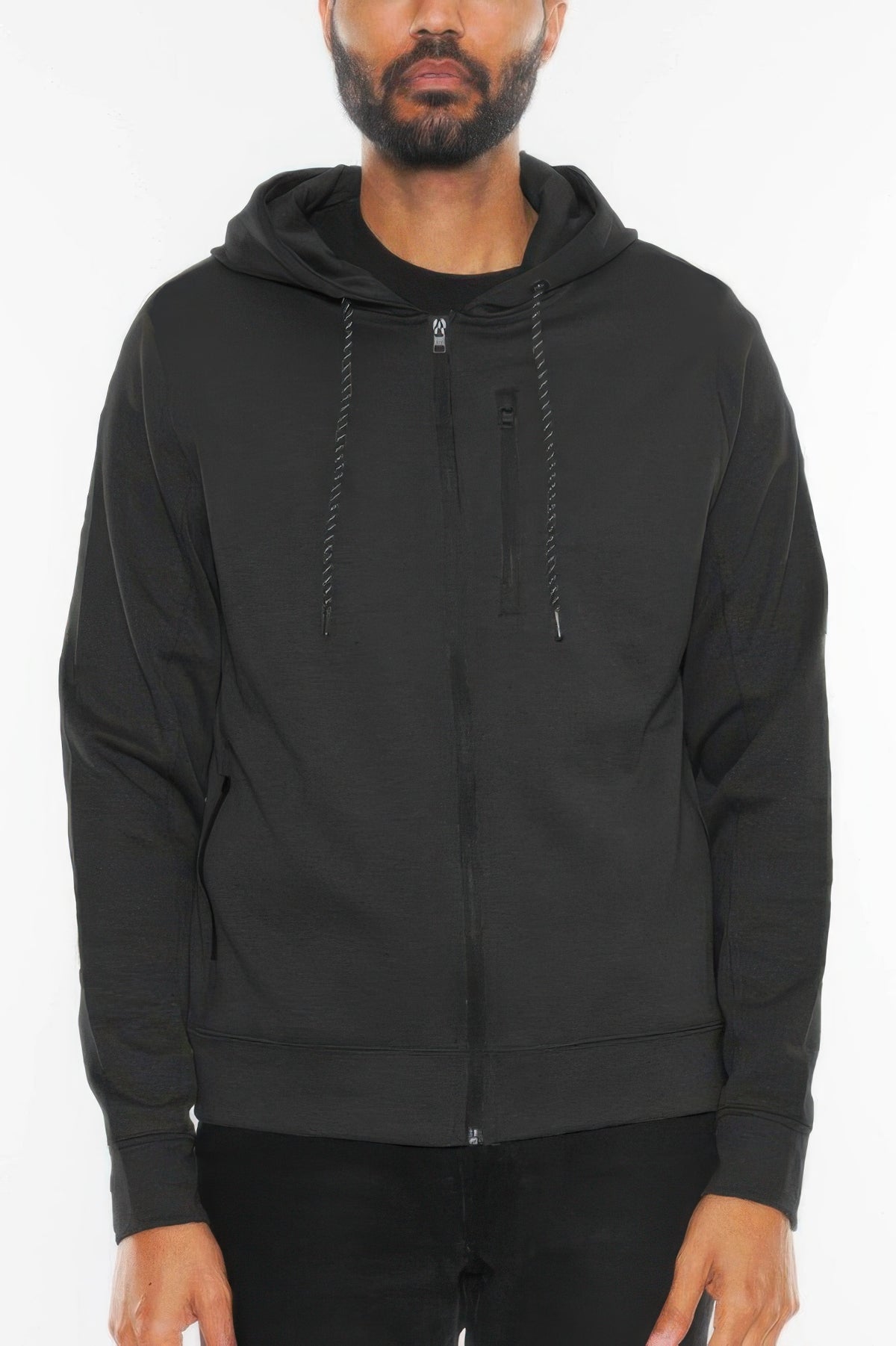 Black men's zip up hoodie jacket
