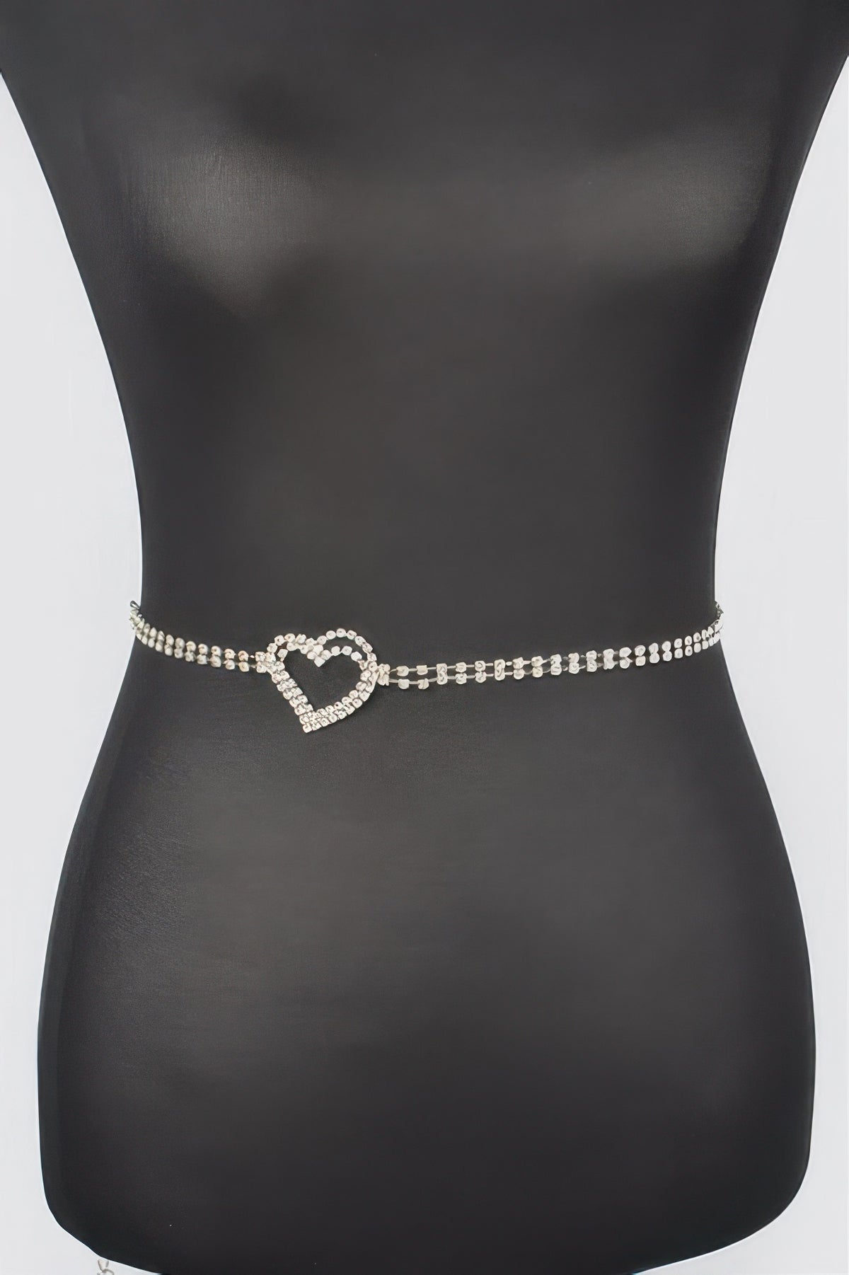 Rhinestone Heart Chain Belt in Gold