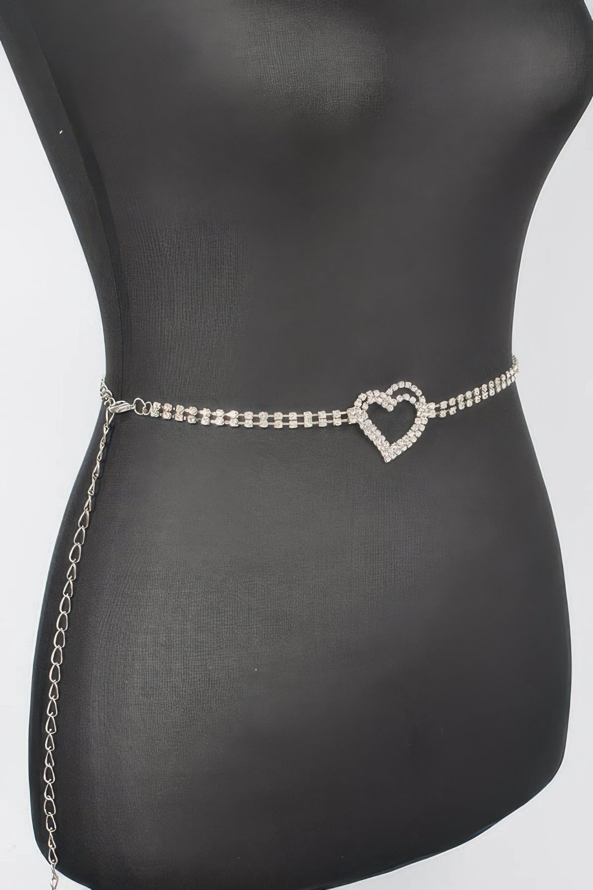 Rhinestone Heart Chain Belt in Gold, photo 2