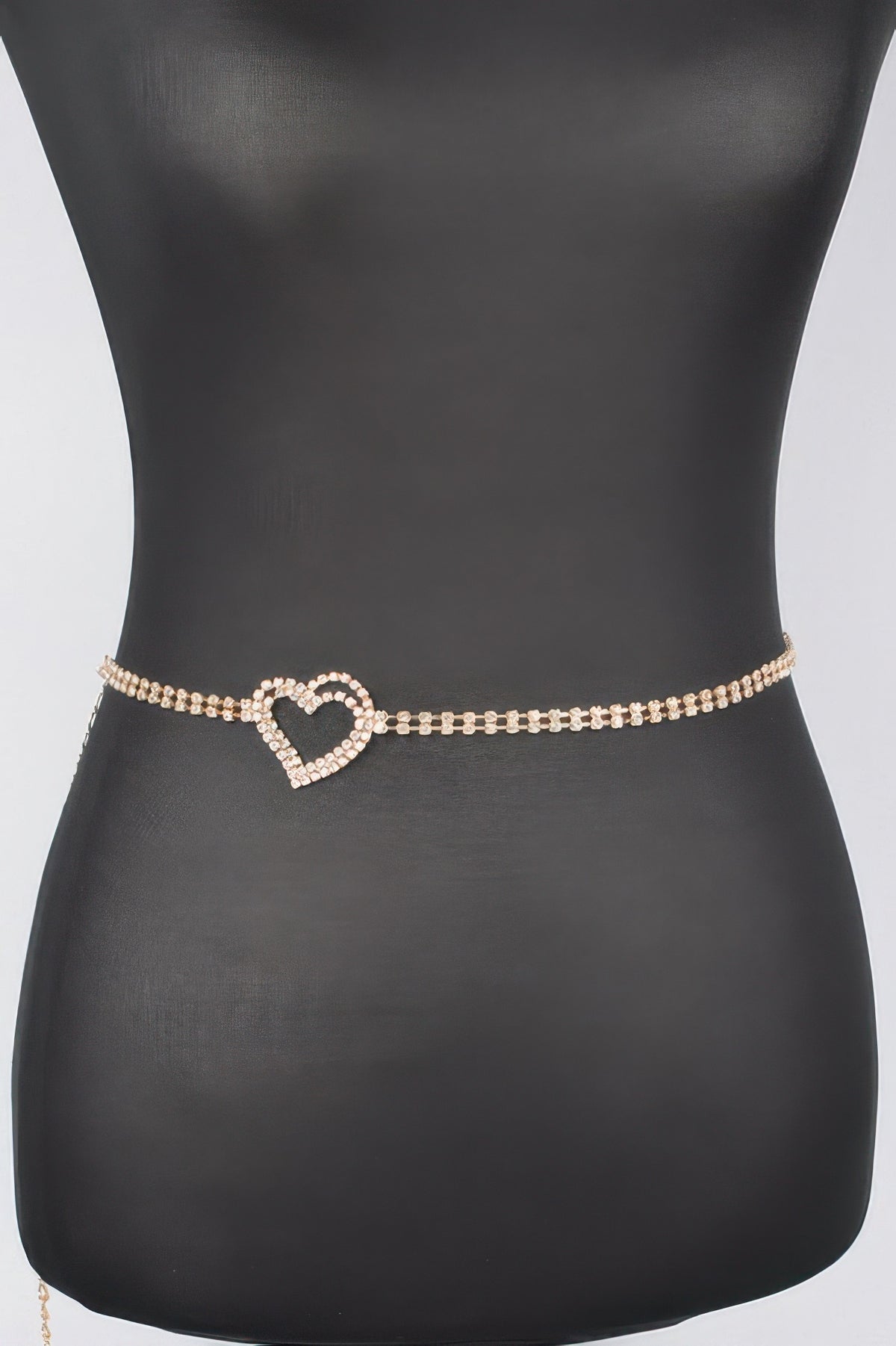 Rhinestone Heart Chain Belt in Gold, photo 3